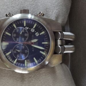 Blue and Silver Chronograph Jewelry Accessory